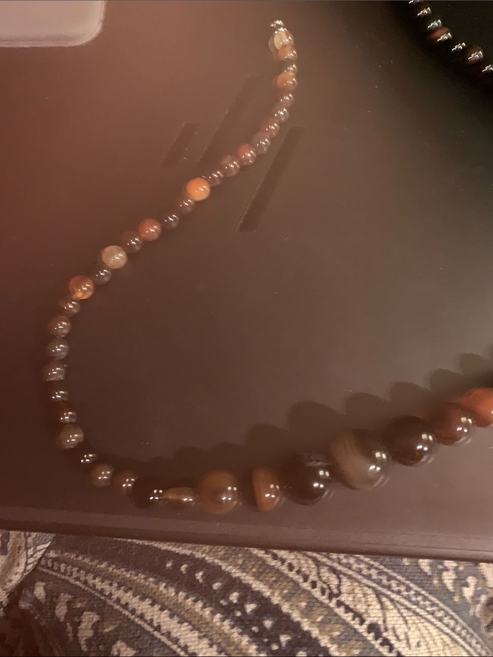Natural Brown Agate Beaded Necklace - Polished Stone Elegance